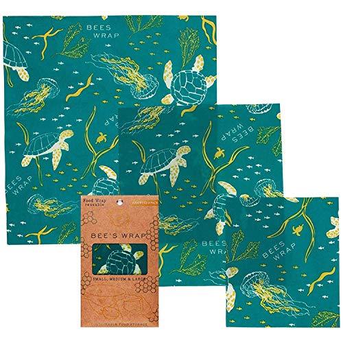 Eco-Friendly Reusable Beeswax Food Wraps - Teal Nature Patterns
