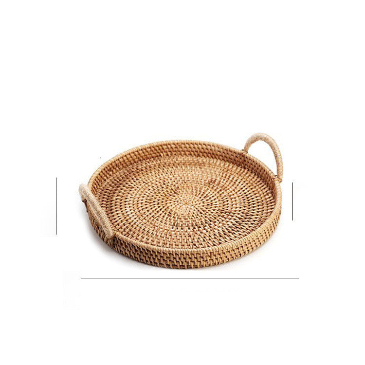 Eco-Friendly Round Woven Tray with Handles - Sustainable Home Decor