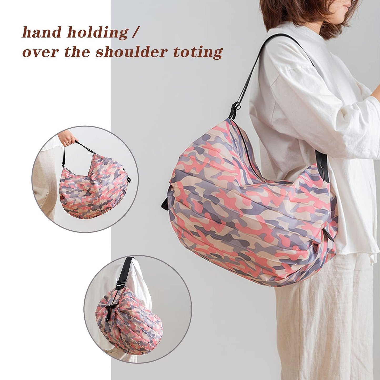 Eco-Friendly Reusable Camouflage Shopping Tote - Large, Foldable, Durable