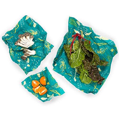 Teal nature-themed reusable beeswax food wraps