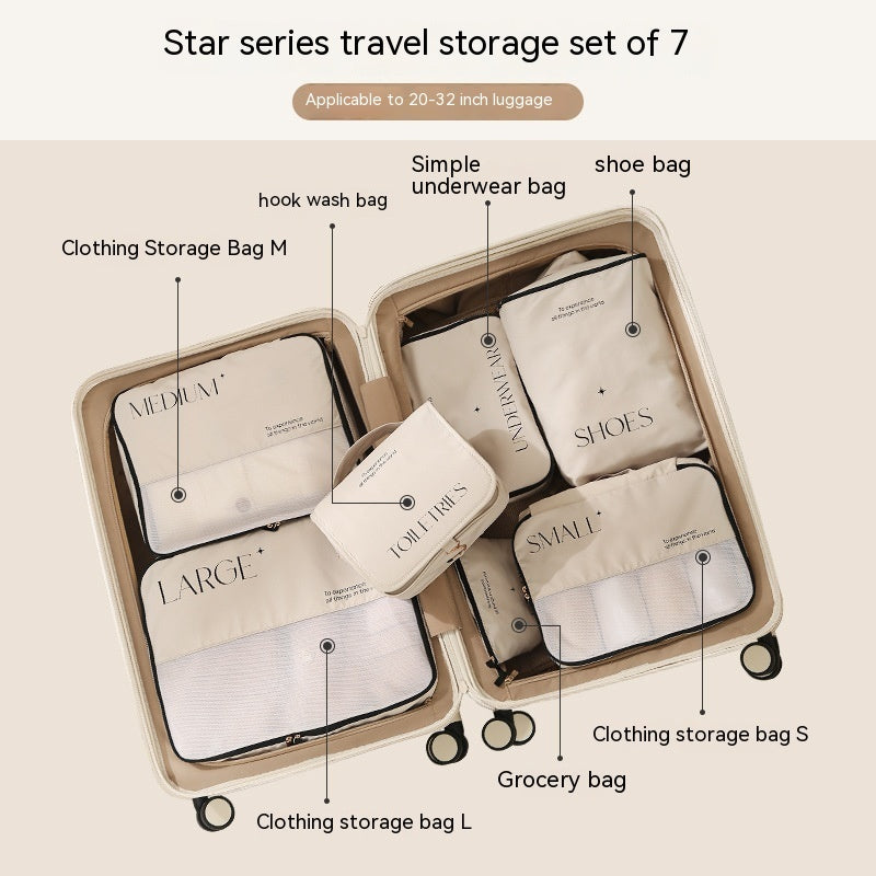 7 Pcs Packing Cubes Travel Organizer Set – Clothes, Shoes & Toiletries Storage Bags