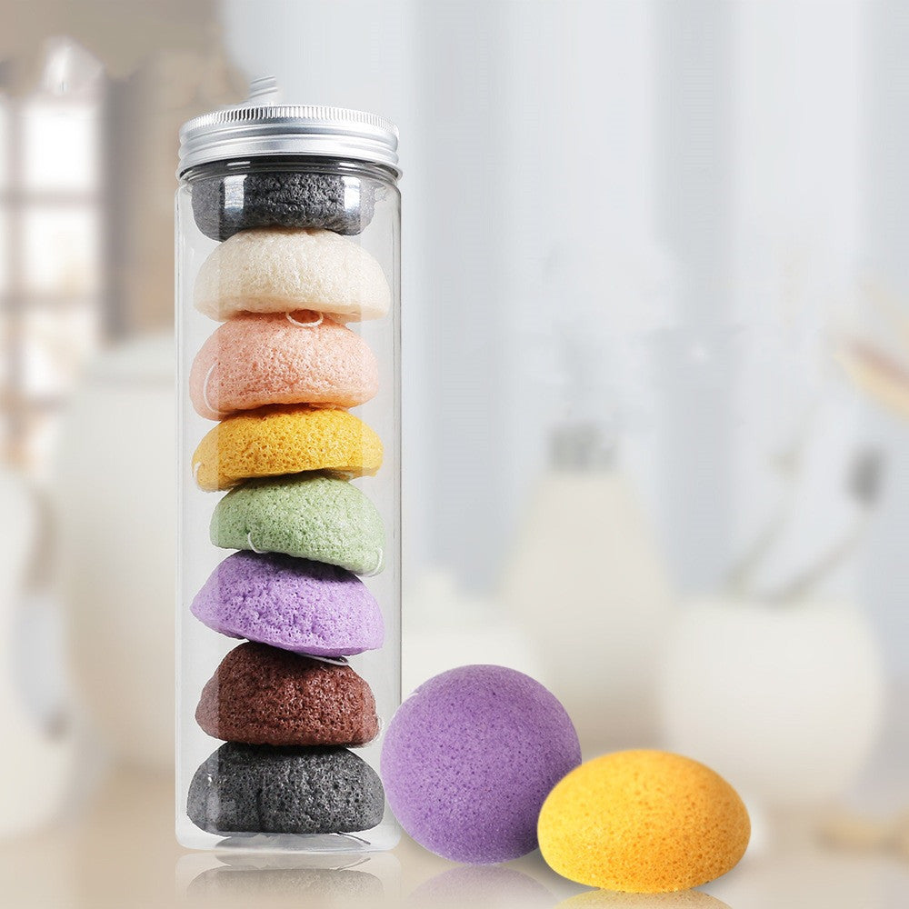 Multi-colored konjac sponge set for natural facial cleansing and exfoliation