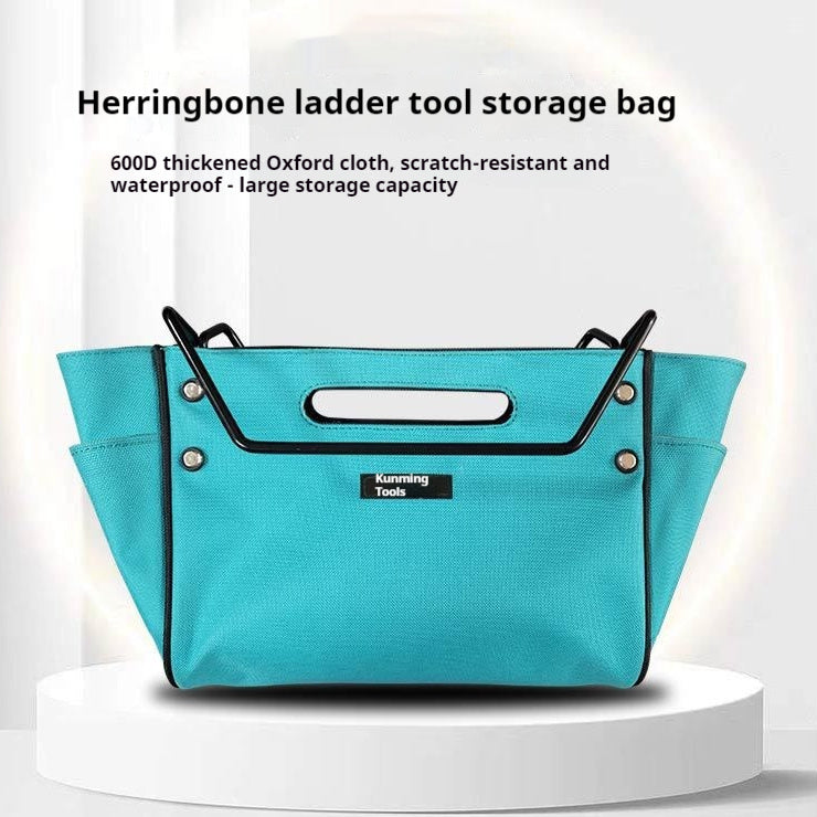 Durable Waterproof Herringbone Ladder Tool Storage Bag in Blue