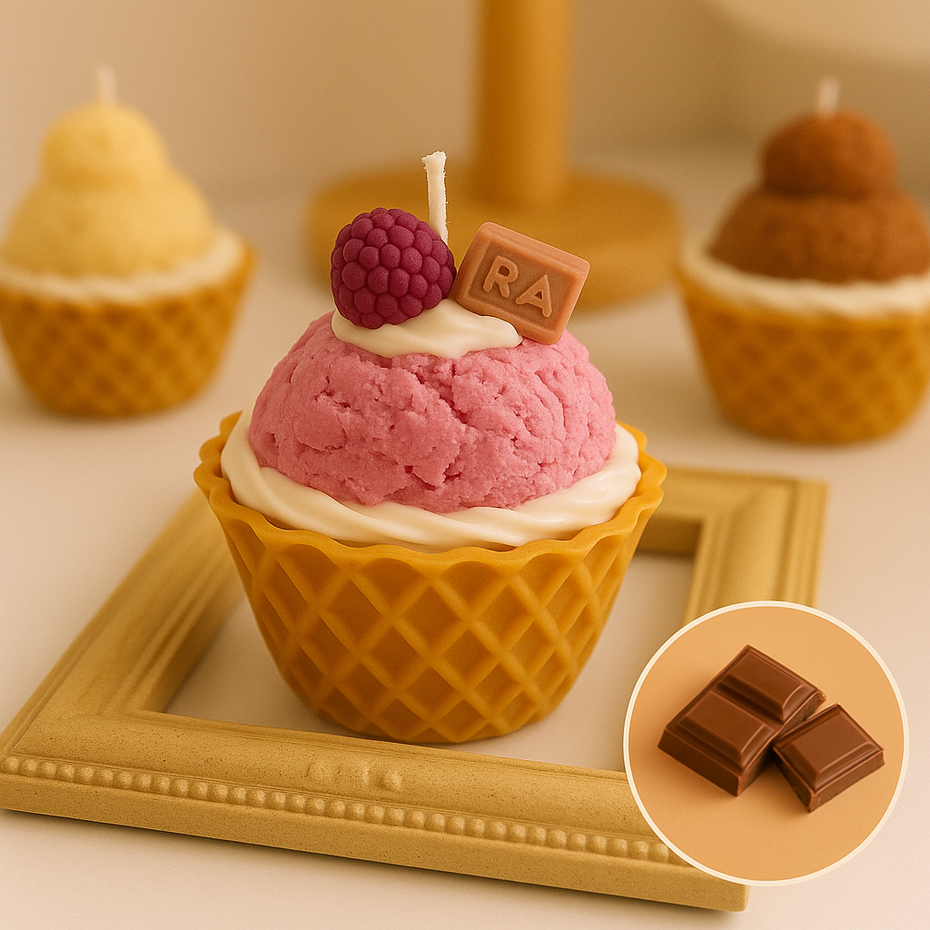 Realistic Ice Cream Candle – Handmade Soy Wax, Eco-Friendly, Decorative