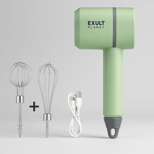 Wireless Handheld Food Mixer - Light Green, Rechargeable, Eco-Friendly
