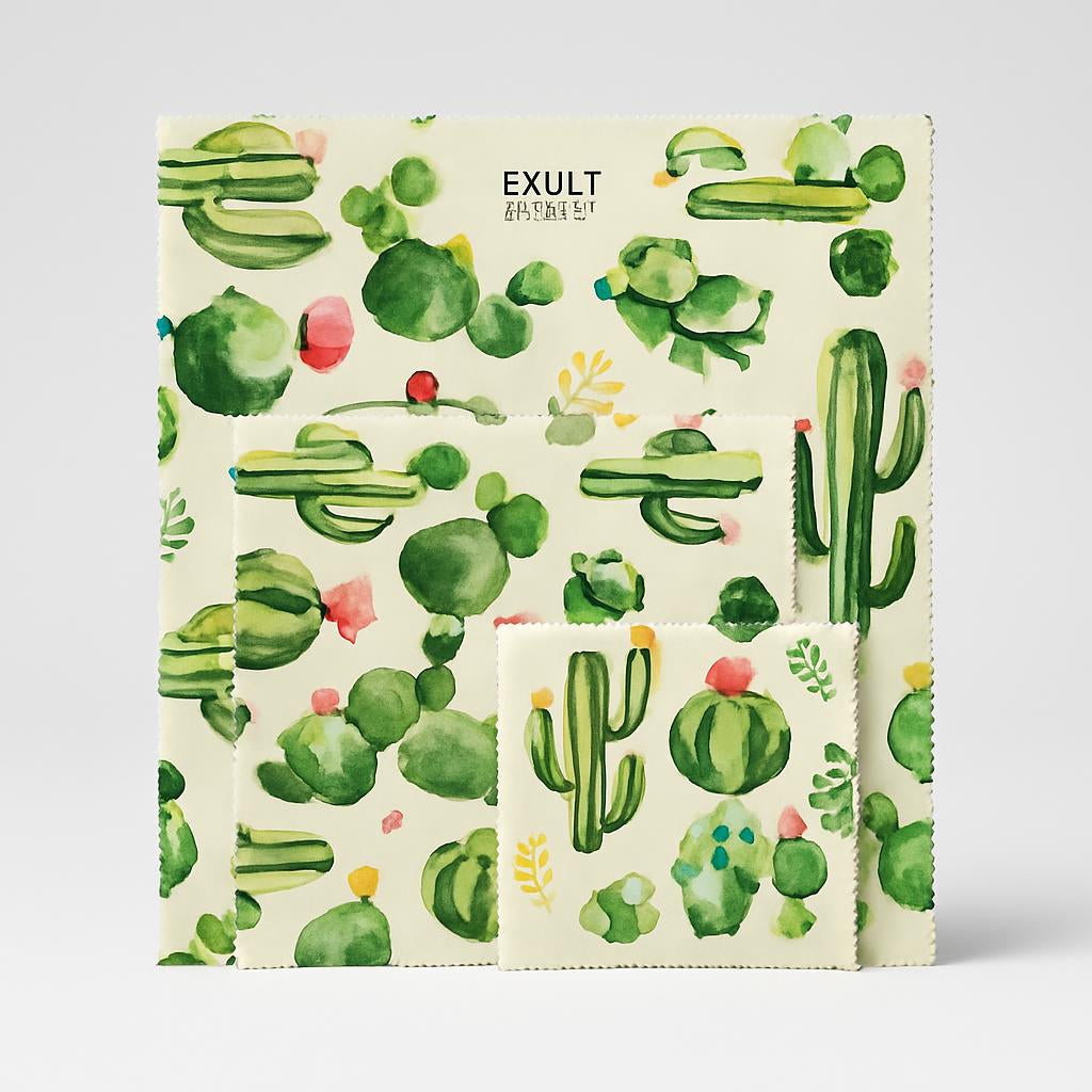 Eco-Friendly Beeswax Food Wraps - Reusable, Biodegradable, Cactus Pattern