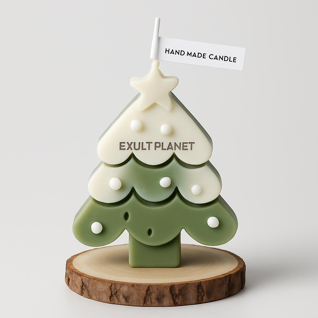Eco-Friendly Handmade Christmas Tree Candle - Decorative & Biodegradable