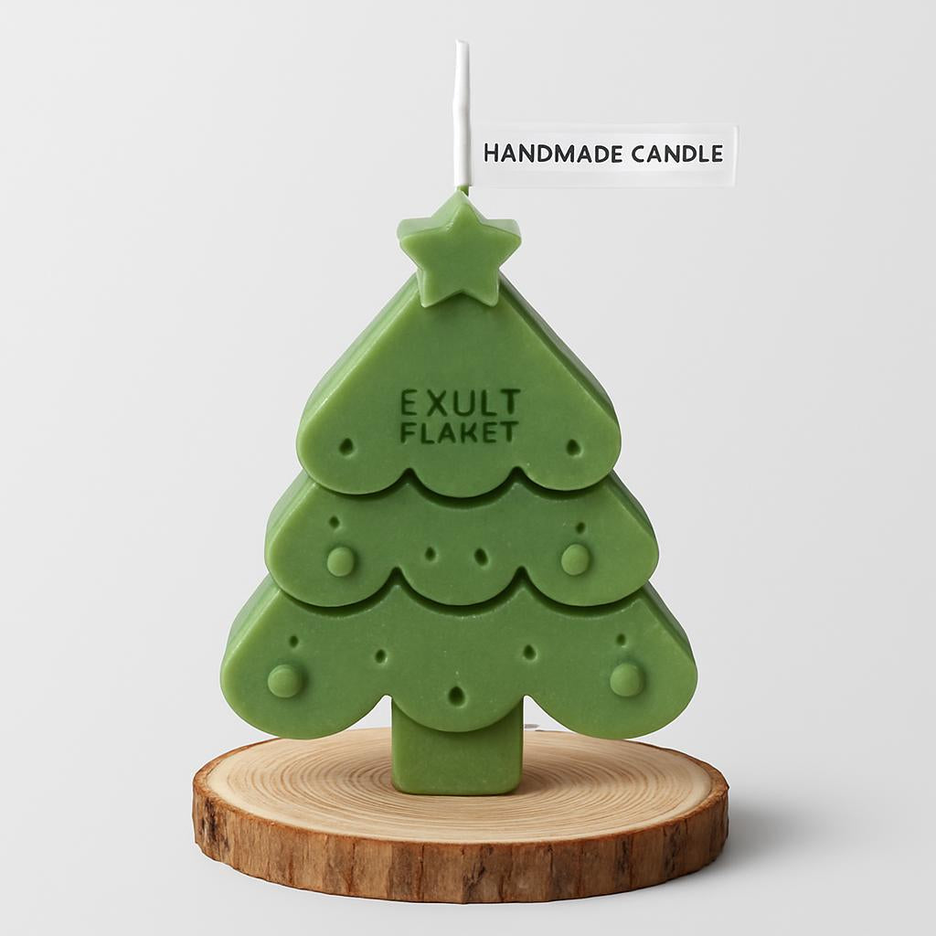Eco-Friendly Handmade Christmas Tree Candle - Decorative & Biodegradable