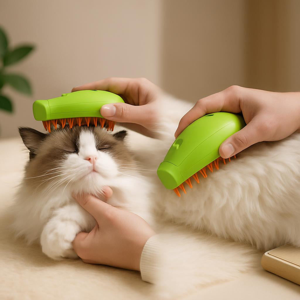 3-in-1 Pet Steam Brush – USB Rechargeable Grooming Comb for Cats & Dogs - Lush Brush