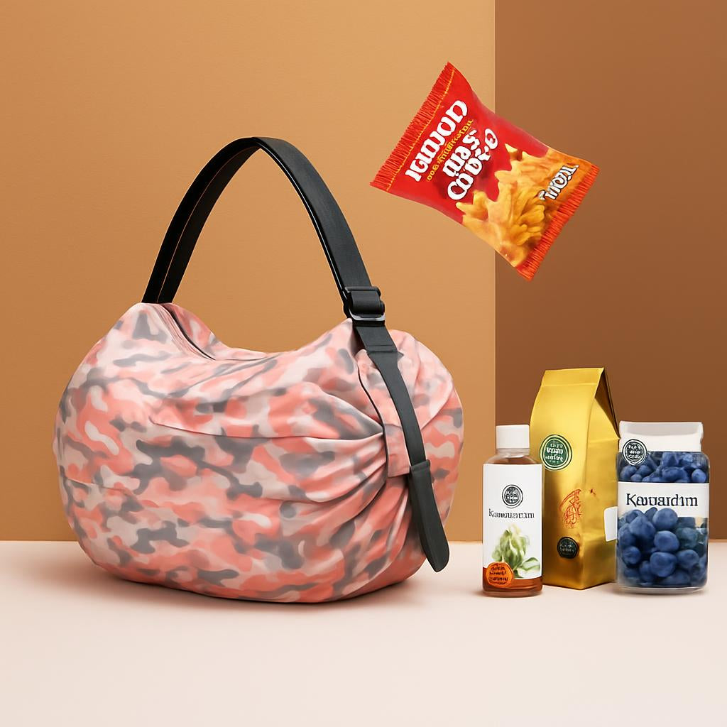 Eco-Friendly Reusable Camouflage Shopping Tote - Large, Foldable, Durable