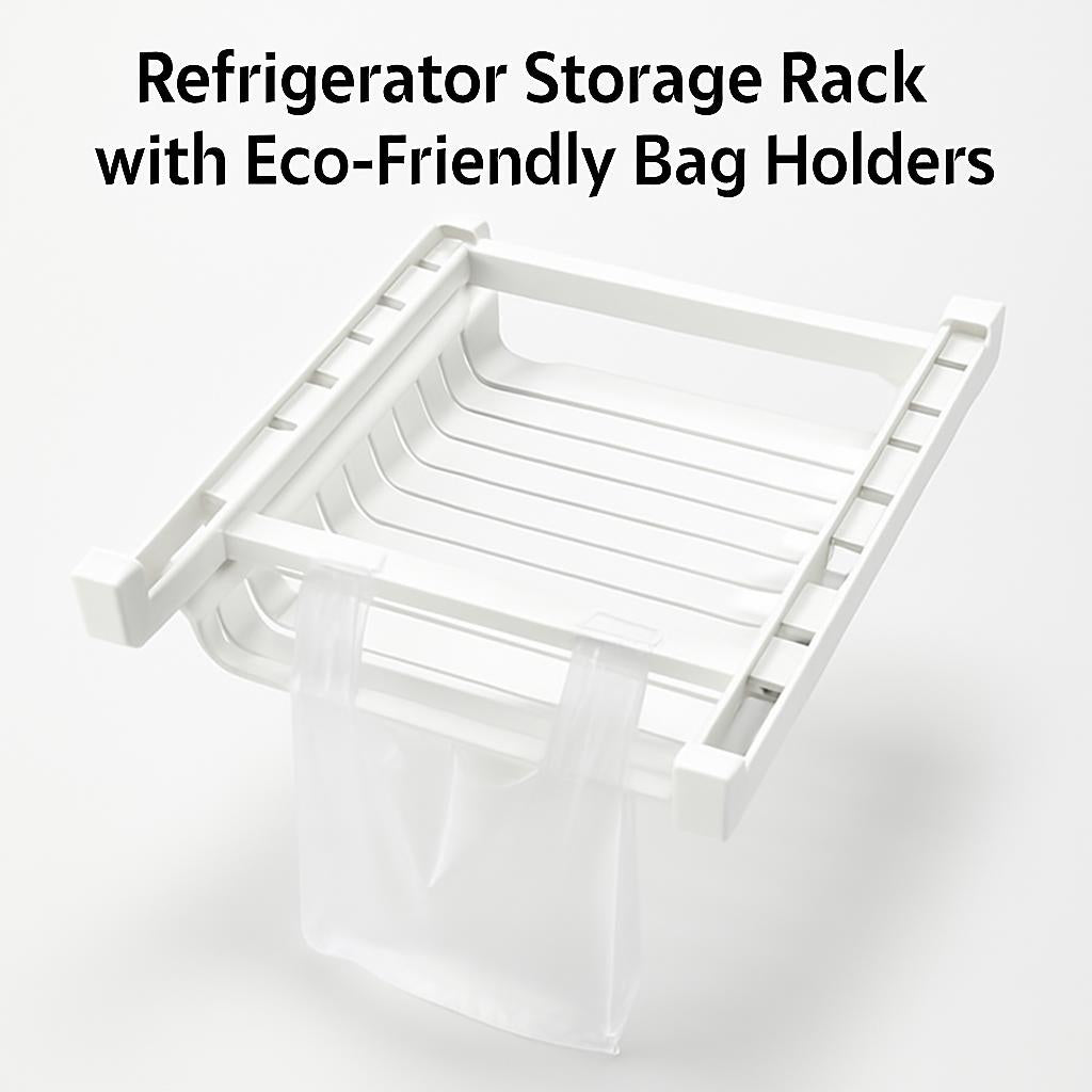 Refrigerator Storage Rack with Eco-Friendly Bag Holders