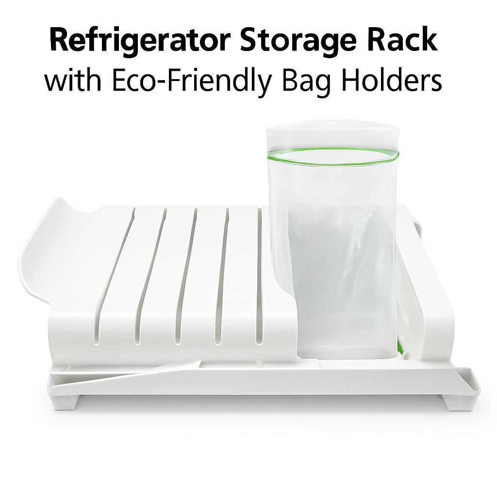 Refrigerator Storage Rack with Eco-Friendly Bag Holders