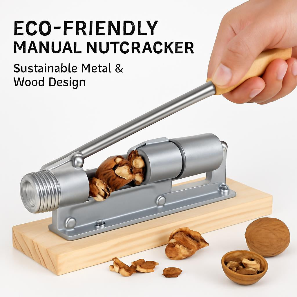 Eco-Friendly Manual Nutcracker - Sustainable Metal & Wood Design