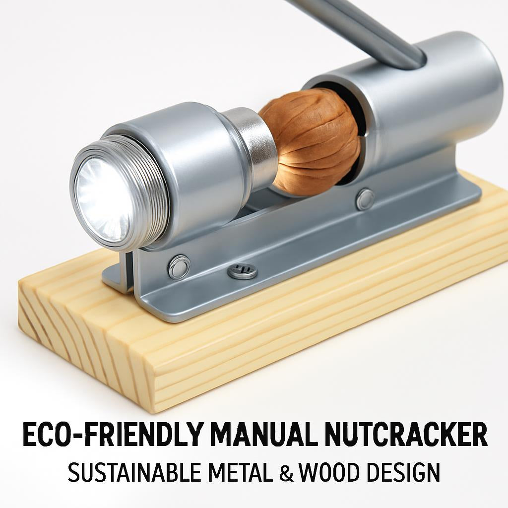 Eco-Friendly Manual Nutcracker - Sustainable Metal & Wood Design