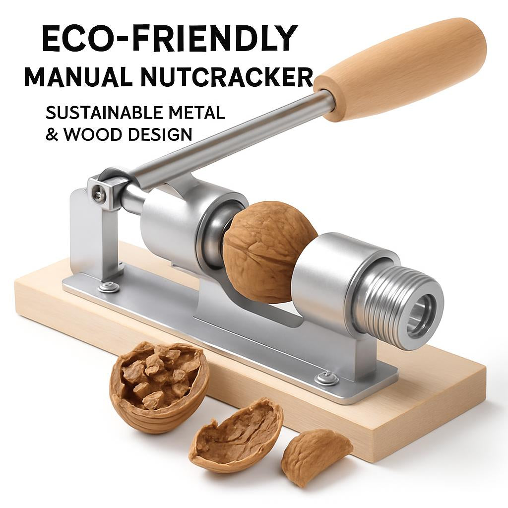 Eco-Friendly Manual Nutcracker - Sustainable Metal & Wood Design