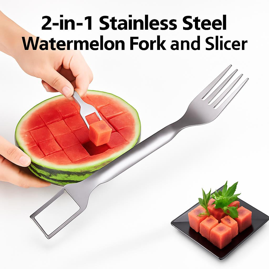 2-in-1 Stainless Steel Watermelon Fork and Slicer - Eco-Friendly Kitchen Tool