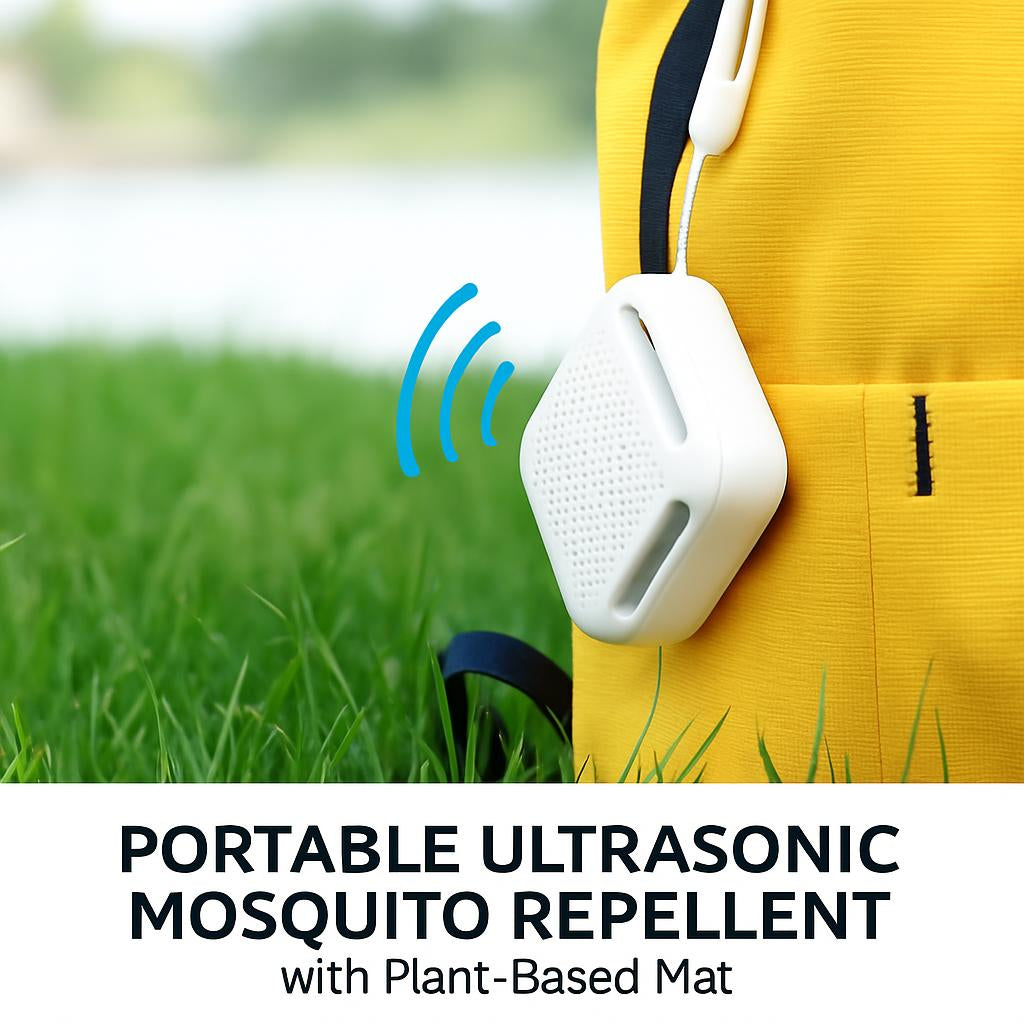 Portable Ultrasonic Mosquito Repellent Device with Plant-Based Mat