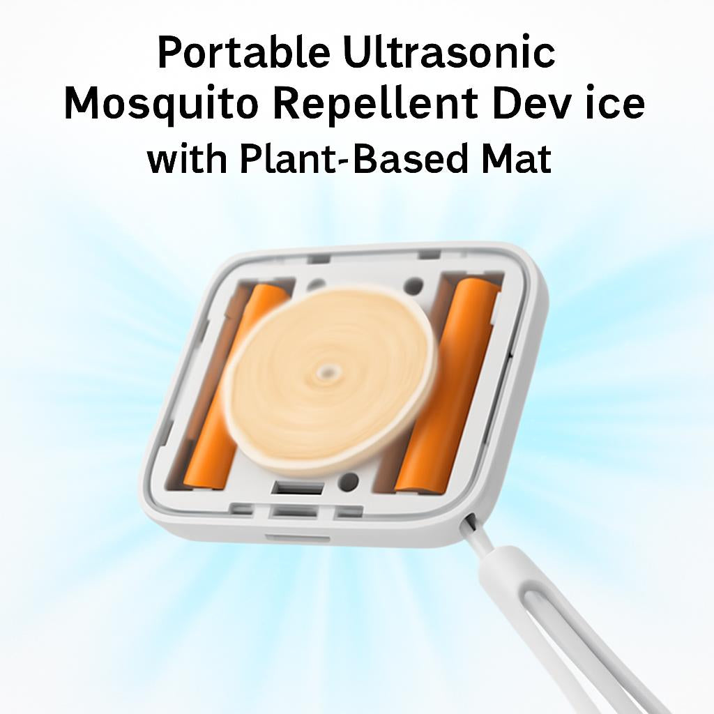 Portable Ultrasonic Mosquito Repellent Device with Plant-Based Mat