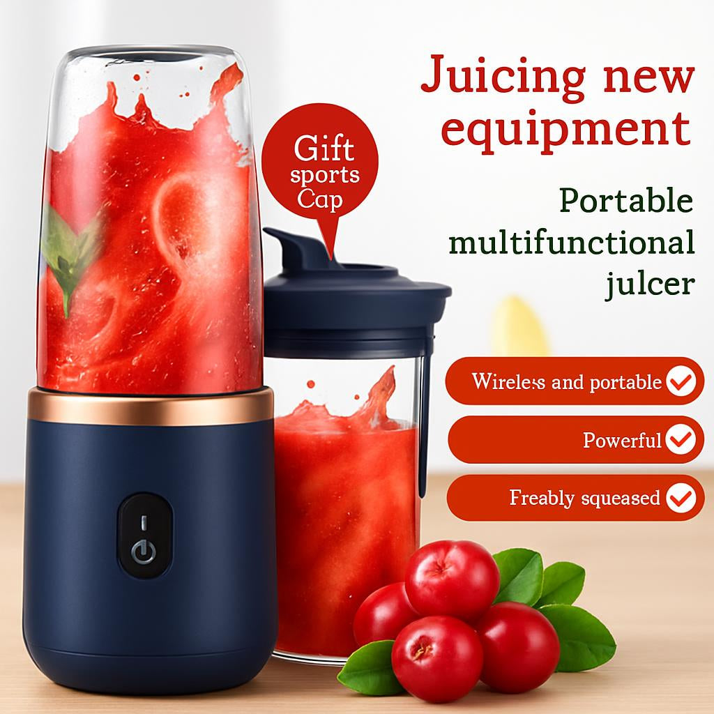 Portable Multifunctional Juicer in Blue with Transparent Blending Container