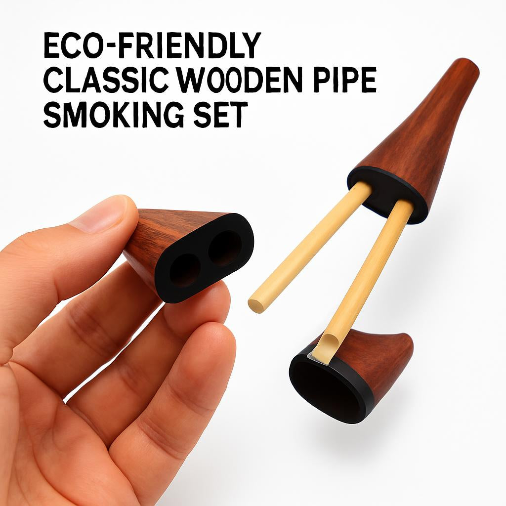 Eco-Friendly Classic Wooden Pipe Smoking Set