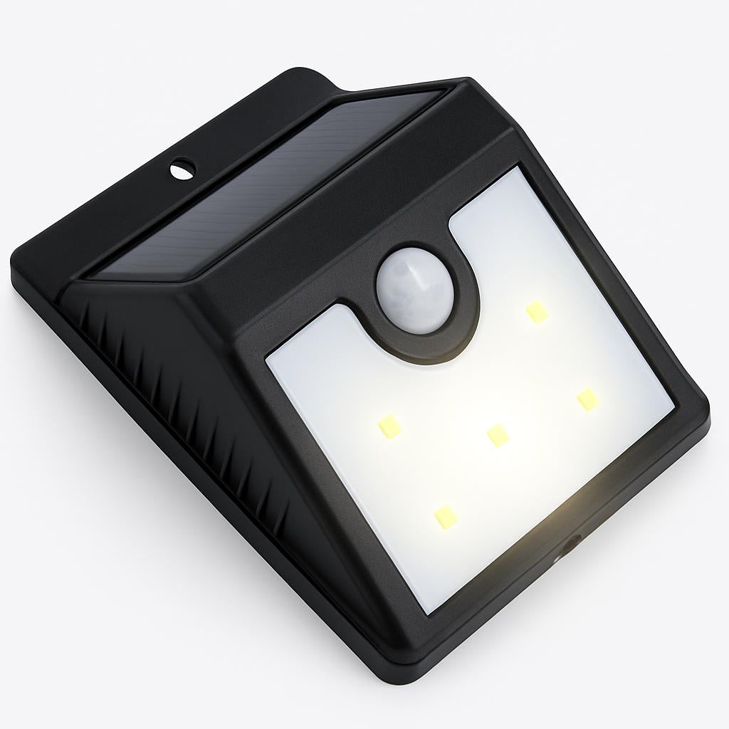Solar-Powered LED Wall Light with Black Casing
