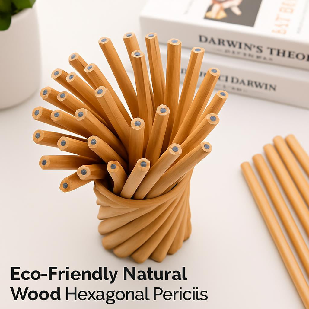 Eco-Friendly Natural Wood Hexagonal Pencils