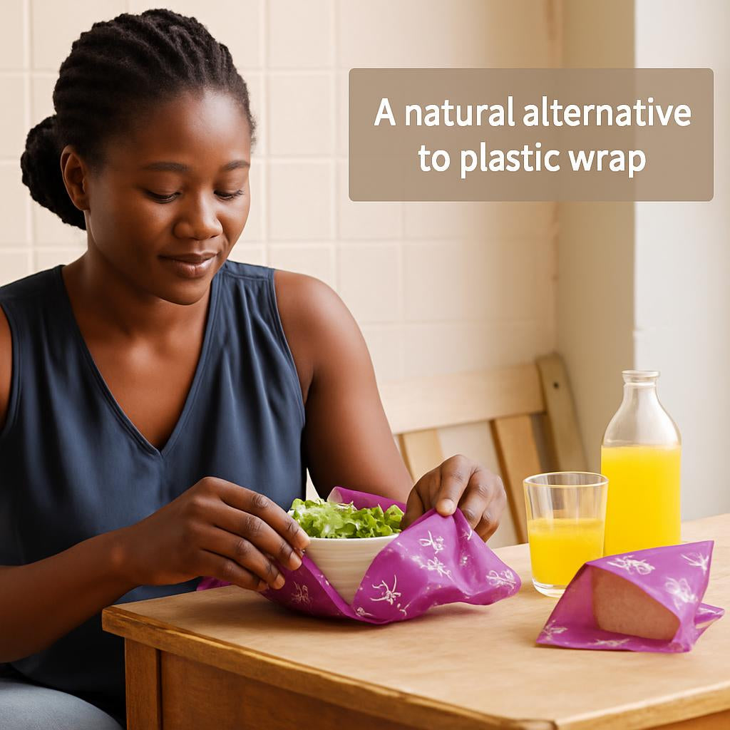 Eco-Friendly Reusable Beeswax Food Wraps - Teal Nature Patterns