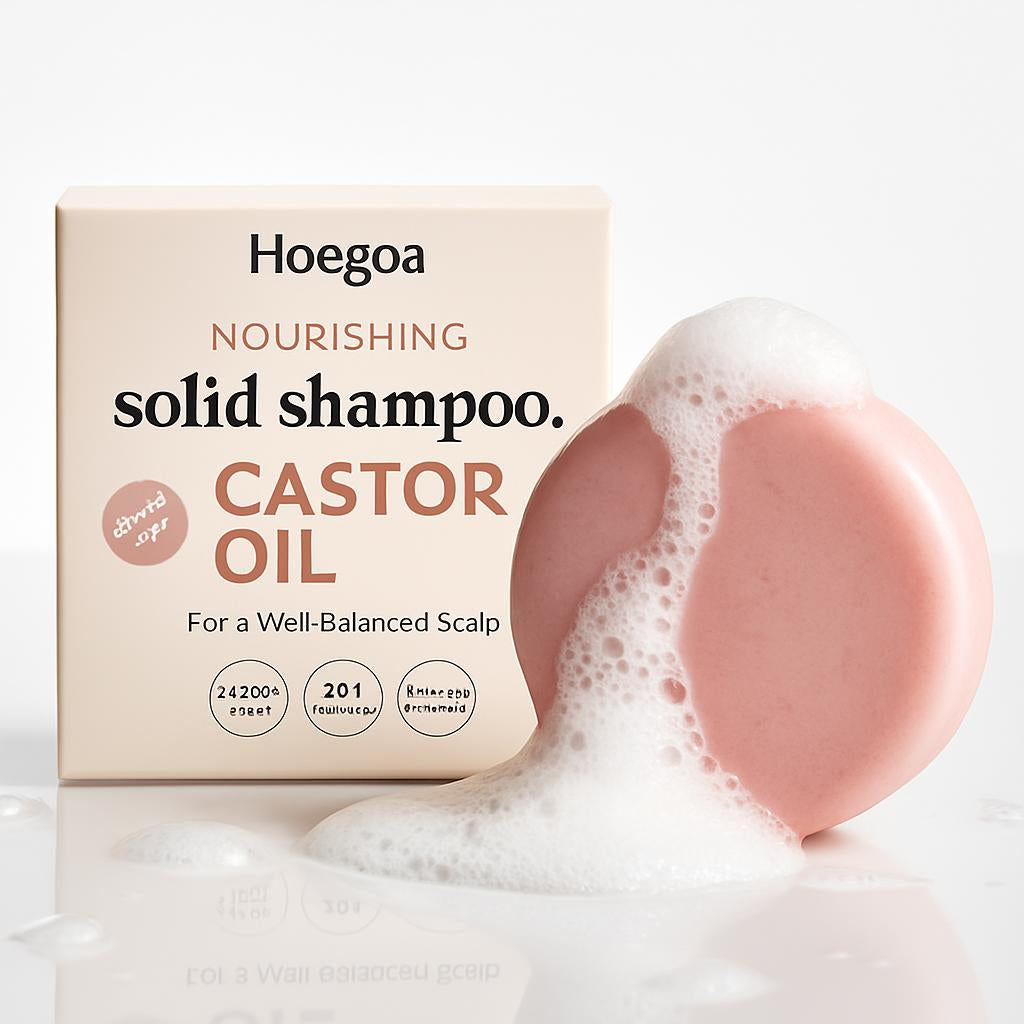 Pink Round Solid Shampoo Bar in Eco-Friendly Packaging