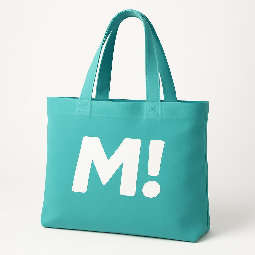 Eco-Friendly Teal Tote Bag with White Lettering